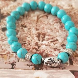 🤑 2/$25 ITEM TURQUOISE STONE BRACELET BUDDHA HEAD